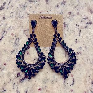 Natasha Emerald Green/Gold Earrings